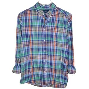 Polo Ralph Lauren Boys Natural Stretch Plaid Button Down Shirt Size XL